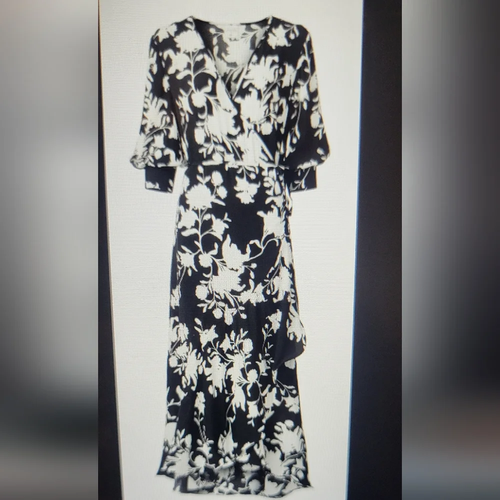 Johanna Ortiz x H&M Creped Orchid Maxi Wrap Dress Black White - Picture 5 of 12